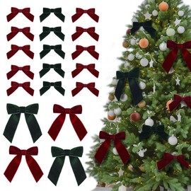 36 Pcs Burgundy Velvet Bows Red and Green Velvet Bows Ornaments