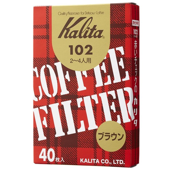 Kalita #13143 Coffee Filter, 102 Filter Paper, Boxed, For 2 to 4 People, 40 Sheets, Brown