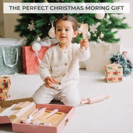 Wooden Cooking & Baking Set for Kids - Safe & Real Kitchen Tools Give Toddlers a Fun Cooking Experience - Durable Utensils are Perfect for Gifting to Create Lasting Family Memories