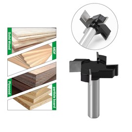 4 Flutes T Groove Face Cutter, 2 Inch Cutting Diameter, 12 mm Shank Planer Cutter Spoilboard Milling Cutter Flattening Cutter Surface Bit Plate Cutter Wood Cutter for Router
