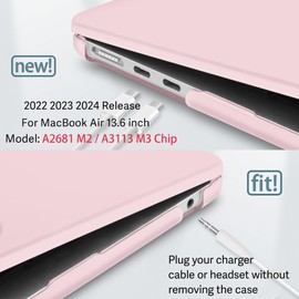 Tuiklol for Matte M3 MacBook Air 13.6 inch Case 2024 2023 2022 Release Model A3113 A2681 with M2 Chip,Laptop Hard Shell Cases with Keyboard Cover & Screen Protector & Camera Cover,Matte Soild Pink