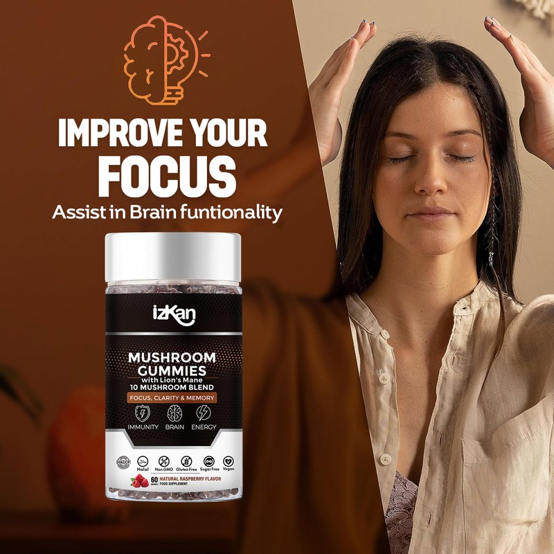 Mushroom Gummies Supplement 3000mg - 9 Mushrooms Gummies with Ashwagandha