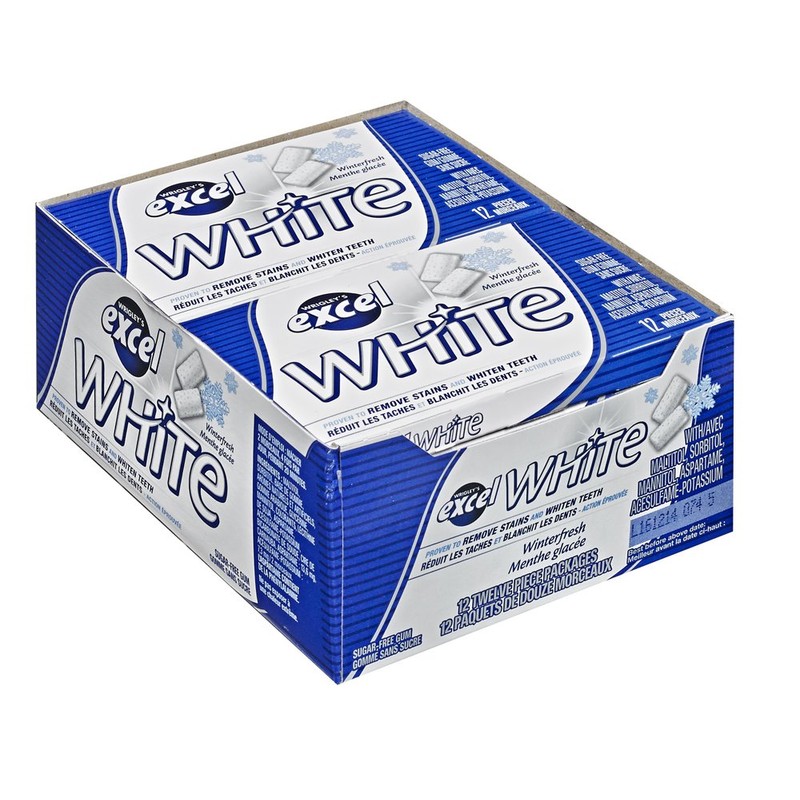Excel White Sugar-Free Gum, Winterfresh, 12 Count