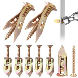 160 Pcs Self Drilling Drywall Anchors with Screws Kit, 80 Sheetrock Anchors (0.47x1.18inch) & 80 Zinc Plated Expansion Screws, Easy Application No Drill Needed, Hold 66LB for Wall Hanging