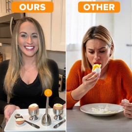 Eparé Egg Topper Cutter Set – Stainless Steel Egg Cracker Tool & Egg Shell Opener – Egg Cups for Soft Boiled Eggs – Boiled Egg Holder – Egg Spoons and Egg Opener Tool for Breakfast