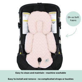 NAP Baby Infant Car Seat Insert with Head and Body Support - Soft ad Stylish Carseat Head Support for Newborn and Baby - Plush Car Seat Headrest for Stroller, Swing, Bouncer - Zig Zag Pink