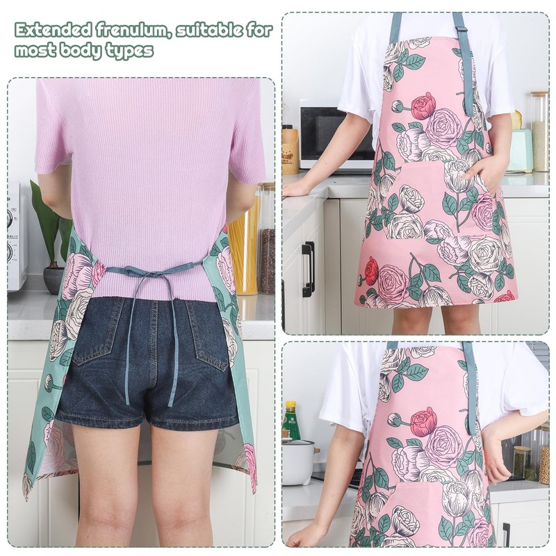 Candcamp 3 Pack Aprons for Women, Large Size Rose Adjustable