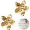 Cabinet Knobs, Dresser Knobs, Pack of 2, Golden Flower Drawer