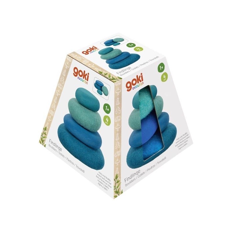 goki 58345 Evolution - Boulders, Stackable Stones Made of Wool