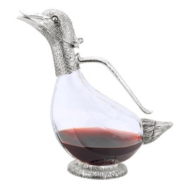 Rigeli Regent Silverplated Duck Decanter 25.3 oz, 750ml Carafe, Wine Gift, Decanter for Wine, Men/Women's Good Gift on Special Day