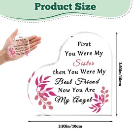 Sympathy Gifts for Loss of Sister Acrylic Heart Keepsake Sister Memorial Desk Sign In Memory of Sister Plaque Bereavement Condolences Funeral Grief Sympathy Gifts Acrylic Heart Keepsake