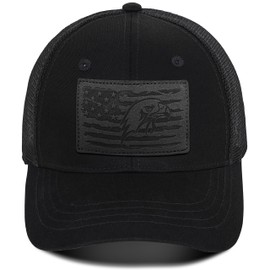 American Flag Trucker Hat for Men Women, Tactical Operator Dad Snapback Hat, Adjustable Fit Mesh Baseball Cap for Men Black/Black