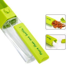 XUANRUS Dog Travel Water Bottle, Portable Pet Water Dispenser Drink Bottle for Daily Walks, Hiking, Camping, Beach, BPA Free Plastic with Pet Food Box (Green)