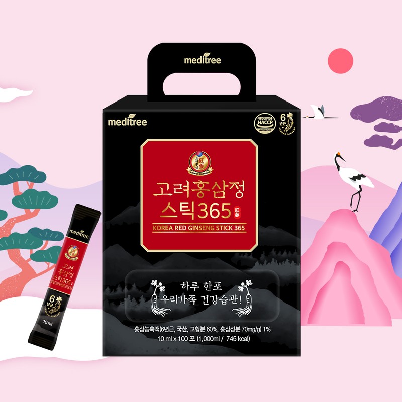 Meditree Koryo Red Ginseng Extract 365 Stick 1 Box 100