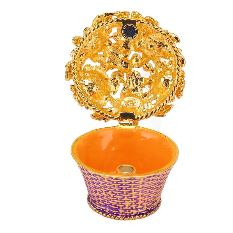Flower Basket Jewelry Box Exquisite Vintage Hand Painted Metal Trinket