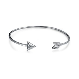 Bling Jewelry Delicate Minimalist Thin Stackable Cupids Arrow Tips Bangle Cuff Bracelet for Women Teen .925 Sterling Silver