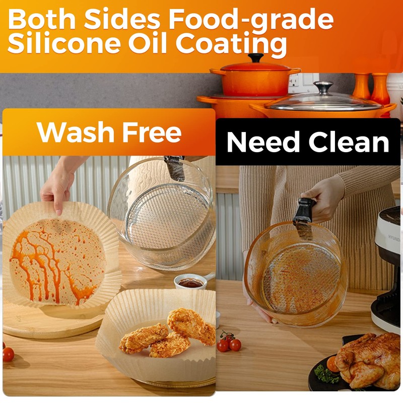Air Fryer Paper Liners Disposable: 100PCS Non-Stick Air Fryer Parchment