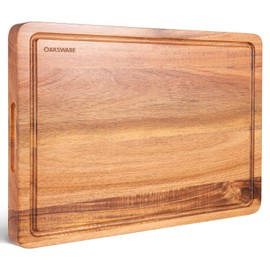 OAKSWARE Cutting Boards, 20 x 15 Inch Extra Large Acacia Wooden Cutting Board for Kitchen, Edge Grain Wood Chopping Board with Juice Groove and Handles, Pre-Oiled Carving Tray for Meat & Cheese
