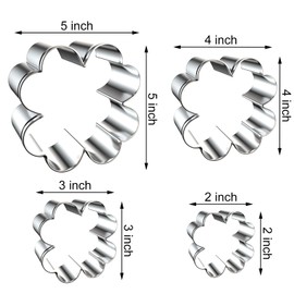 Four Leaf Clover Cookie Cutter Set - 5 inch, 4 inch, 3 inch, 2 inch - 4 Leaf Clover Cookie Cutters Shapes Molds for Irish St. Patrick's Day Spring Party Decorations - Stainless Steel