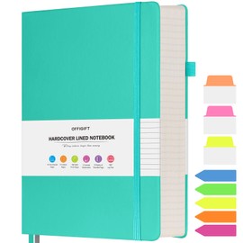 Lined Notebook Journal for Women Men, A5 College Ruled Notebook, 312 Numbered Pages Notebooks for Work, 100gsm Paper Daily Journal, Hardcover Vegan Leather Journals for Writing Office, Peacock Blue