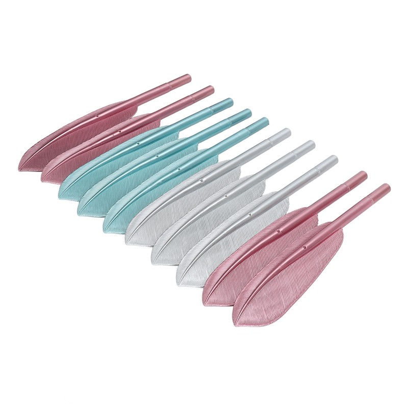 10Pcs Feather Pens Kids Ballpoint Pen Set ABS Plastic Office