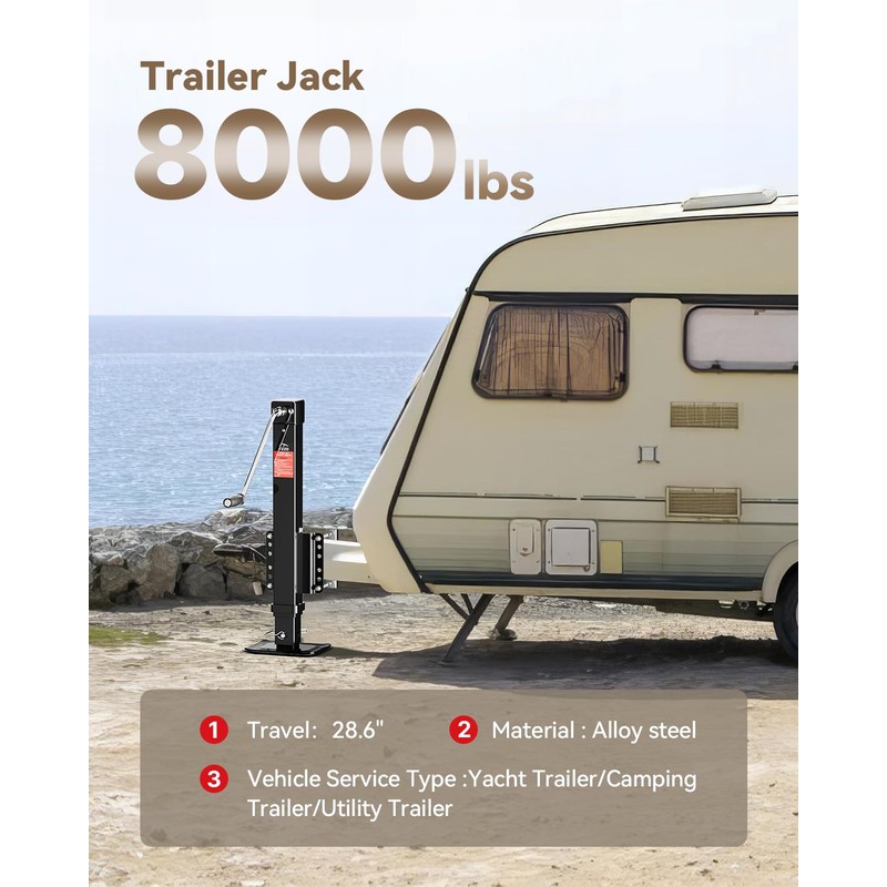 FZZD 8000 lbs Heavy Duty Trailer Jack, 20-24V Cordless Drill