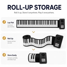 88-Key Roll Up Piano Keyboard for Home Practice – Portable Silicone Electronic Piano for Beginners