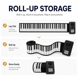 88-Key Roll Up Piano Keyboard for Home Practice – Portable Silicone Electronic Piano for Beginners