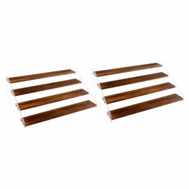 PACKGILO 2 Pack Large 4 Tier Acrylic Display Stand 16*10.6*6.3 inches for Figures Wooden Risers Display Case for Craft Fair Acrylic Cupcake Stand for Dessert Table Cologne Organizer for Men(BROWN)