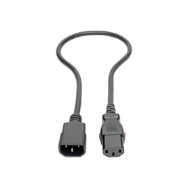 Tripp Lite Computer Power Cord Extension (C14 to C13 Power Cord), Locking C13 Connector, 10A, 100-250V, 18AWG, 2 ft. (P004-L02) , Black