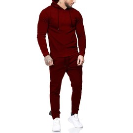 Uni Clau Men's Tracksuit 2 Piece Set Sweatsuits hoodies and Sweatpants Athletic jogging suits sets Casual Dark Red L