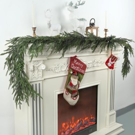 Artgar Pine Garland - 6 Ft Christmas Garland - Real Touch Pine Garland - Artificial Green Cedar Garland - Garland Christmas Decorations for Home Mantel Stairs Dining Table Christmas Decor (Green)