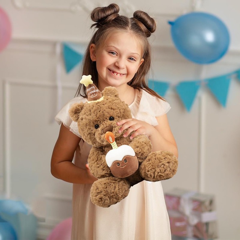 GDFJBG Teddy Plüschtier,Teddy mit Kuchen und Hat, 30cm Nette Plüsch