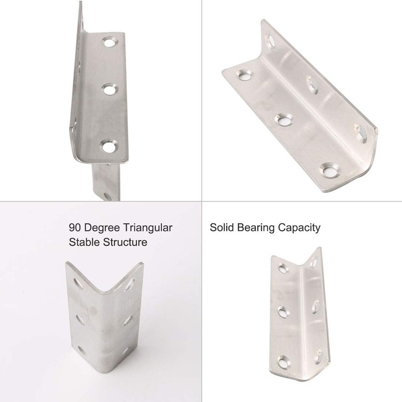 sourcing map 4pcs Angle Bracket Metal 80x20mm Corner Fastener L