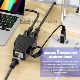 Zcgoingtech Adaptador Ethernet,divisor De Red Rj45 Puerto 1 Dividido 2