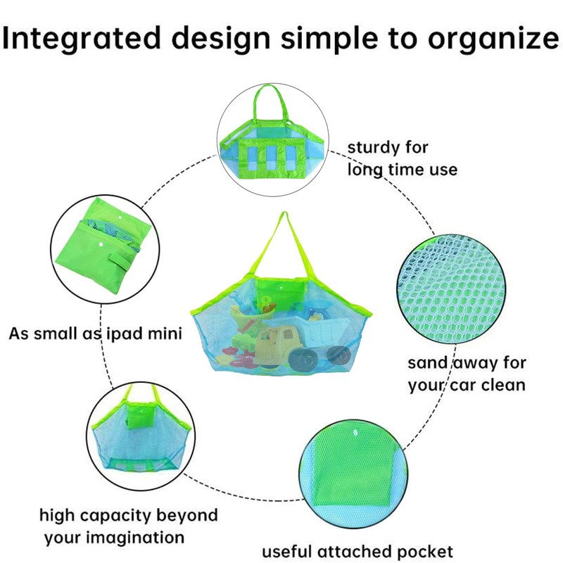 Beach Toy Bag, Large Mesh Beach Bag for Sand Toys