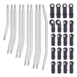 10Pcs Stainless Steel Links Rod Set with Ball End 313/324mm Wheelbase for 1/10 RC Crawler Car Axial SCX10 II 90046 Upgrade Parts (313mm)