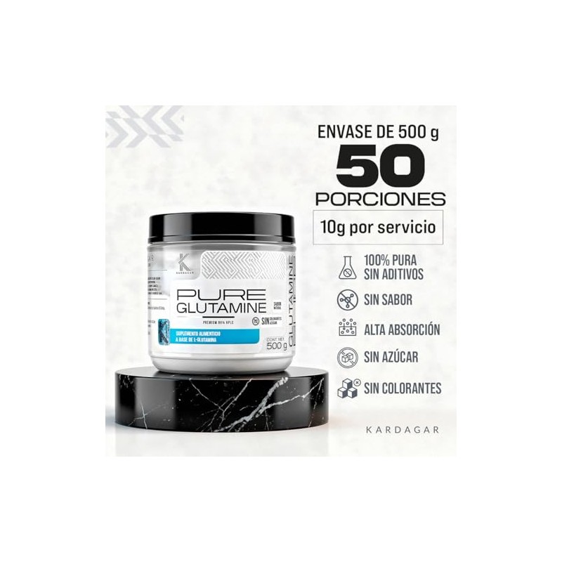L Glutamina Pura en Polvo 500g Rinde 50 Porciones