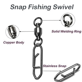 GERUITE Snap Fishing Swivels Ball Bearing Swivel High Strength Fishing Swivels Saltwater Stainless Barrel Swivel for Freshwater Fishing #4(25 Pcs)