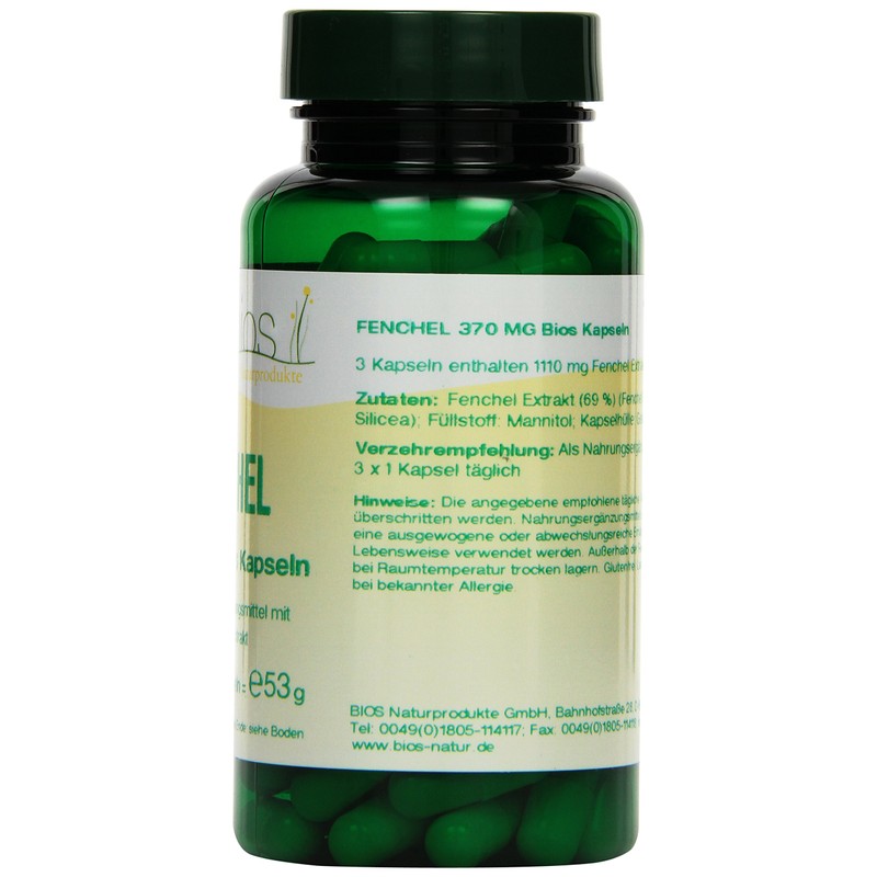 Bios Fennel 370 mg 100 Capsules Pack of 1 x