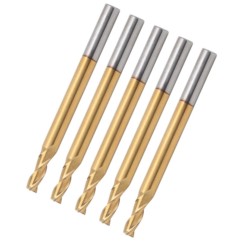 5Pcs 3‑Flute Flat End Milling Cutter Ti Plating Router Bits