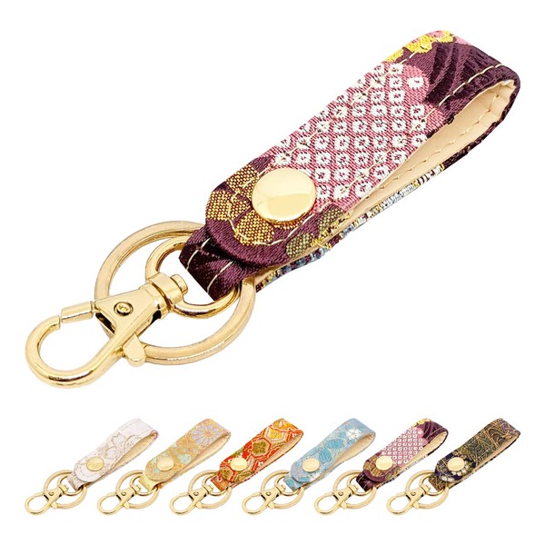 leo&aoi Key Ring, Snap Button, Belt Type, Key Chain, Nishijin