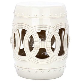 Safavieh ACS4500E Double Coin Ceramic Decorative Garden Stool, 0, Cream