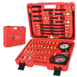 Nilight Fuel Pressure Tester Kit, 0-140 PSI Fuel Pressure Gauge with 9.49,7.89,6.30 Fuel Line Fittings, Master Fuel Injection Pressure Automotive Test Tool