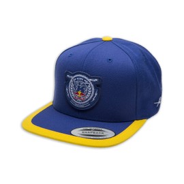 Kini Red Bull Crest Cap – Trendige Snapback, Flexfit, Herren Kappe, Basecap mit Logo-Patch Motiv, One Size, Größenverstellbar - Navy/Yellow