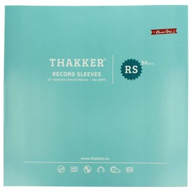 THAKKER Record Sleeves - 50 Antistatic Inner Sleeves for All 12 Inch Records/LPs & Maxis | Rounded Vinyl Protective Cases in Collector Quality | 40µm HDPE | 307 mm x 305 mm in Sturdy Shipping Cover