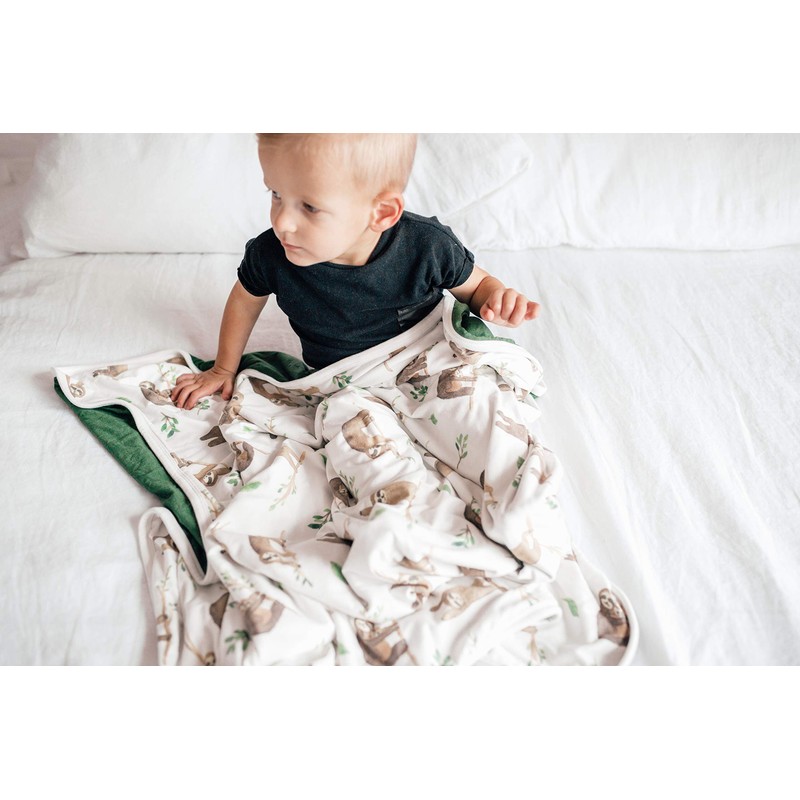 Large Premium Knit Baby 3 Layer Stretchy Quilt Blanket"Noah" by