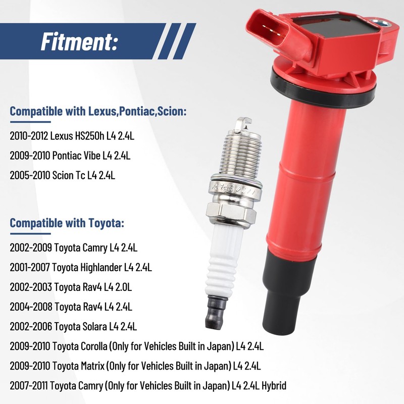 Pindex 4 Pack UF333 Ignition Coils and Iridium Spark Plug