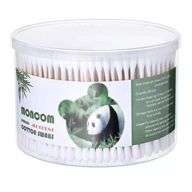 Moncom 몬콤 면봉 500개 카운트 더블 라운드 두꺼운 팁 생분해성 강력 나무 스틱 귀용 단단한 천연 2.8인치 작은 Moncom Cotton Swabs 500 Count Double Round Thick Tip Biodegradable Strong Wooden Sticks Cute Firm Natural 2.8 Inch Small