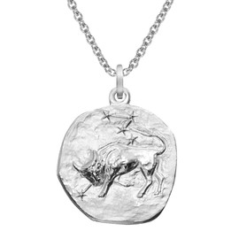 trendor Taurus Zodiac Sign Diameter 20 mm and Necklace 925 Silver Zodiac Sign Pendant for Men or Women, Magical Zodiac Sign Necklace 51610-05, Silver